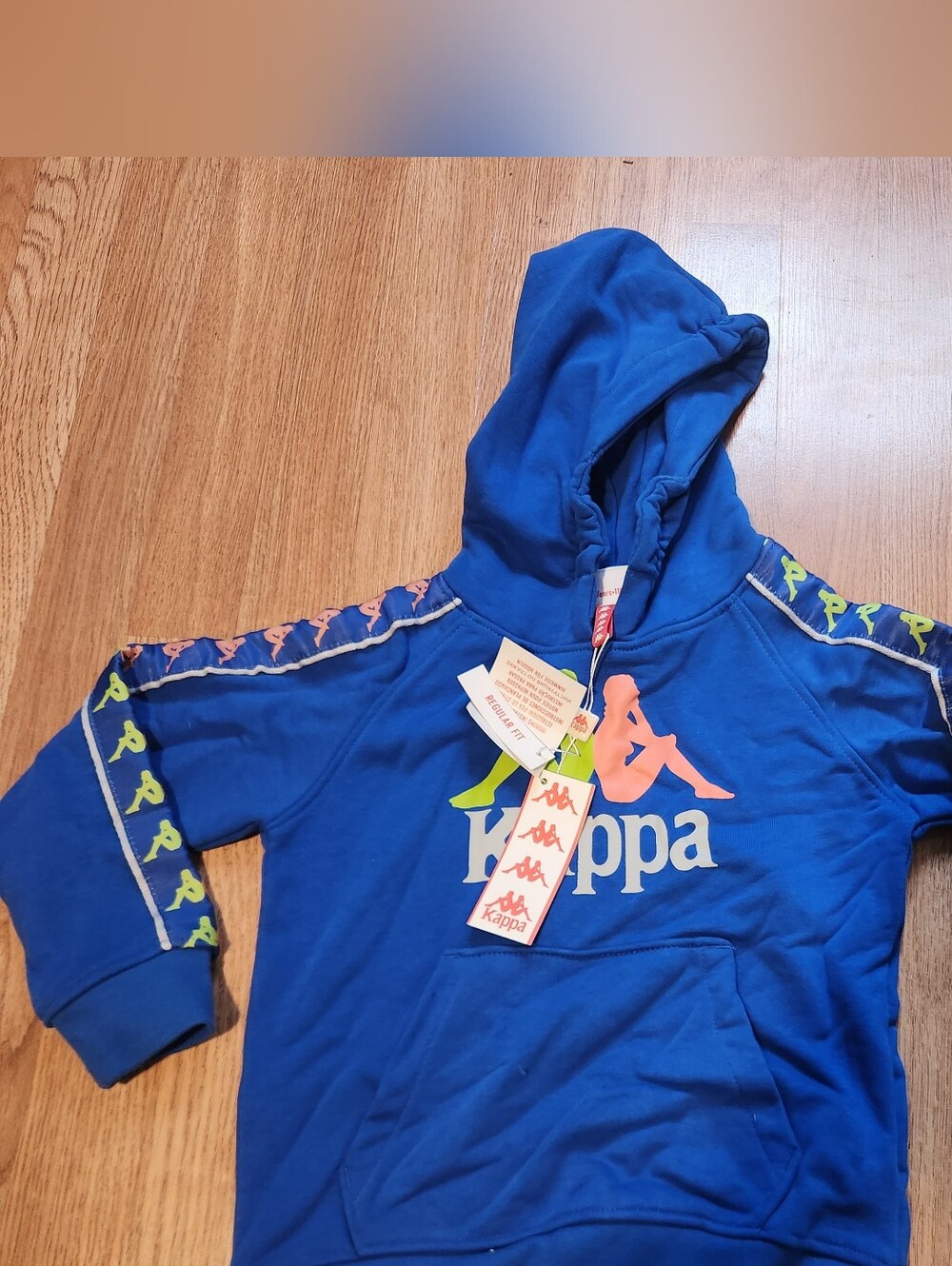 Kappa Kids Royal Blue Logo Hooded Sweatshirt with Neon Accents
